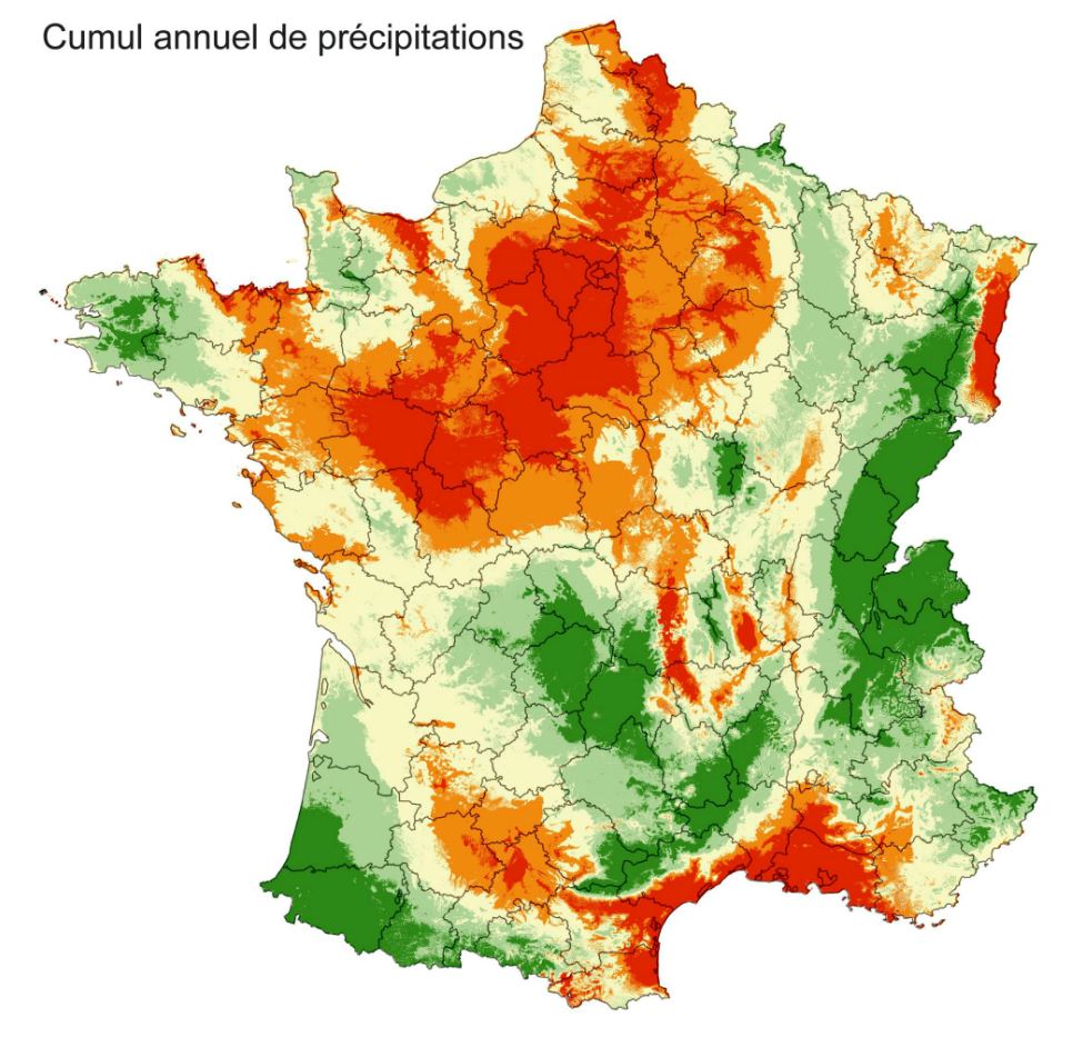 Pluviométrie annuelle en France
